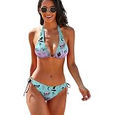 SKT T1 Women's 2 Piece Bikini Sets Swimsuit Bathing Suits Triangle Halter High Cut Bikini Fashion Novelty Swimwear