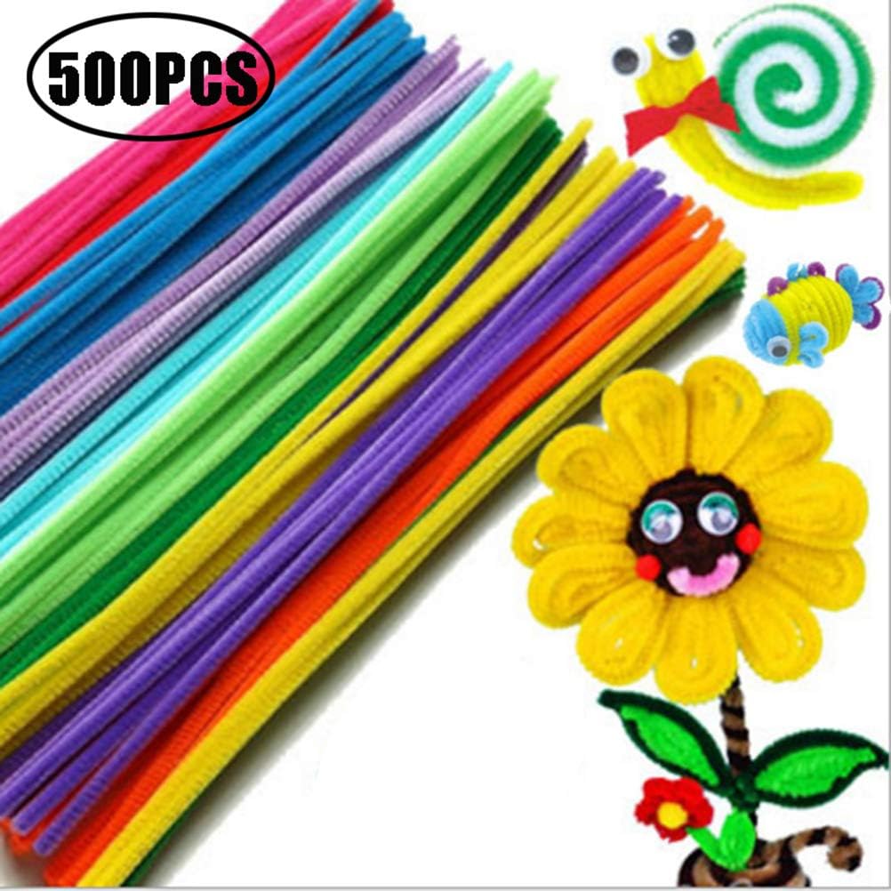 Jackallo 500Pcs Pipe Cleaners Craft Set Pipe Cleaners Pom Poms and Wiggle Googly Eyes Set for Craft DIY Art Supplies for Kids