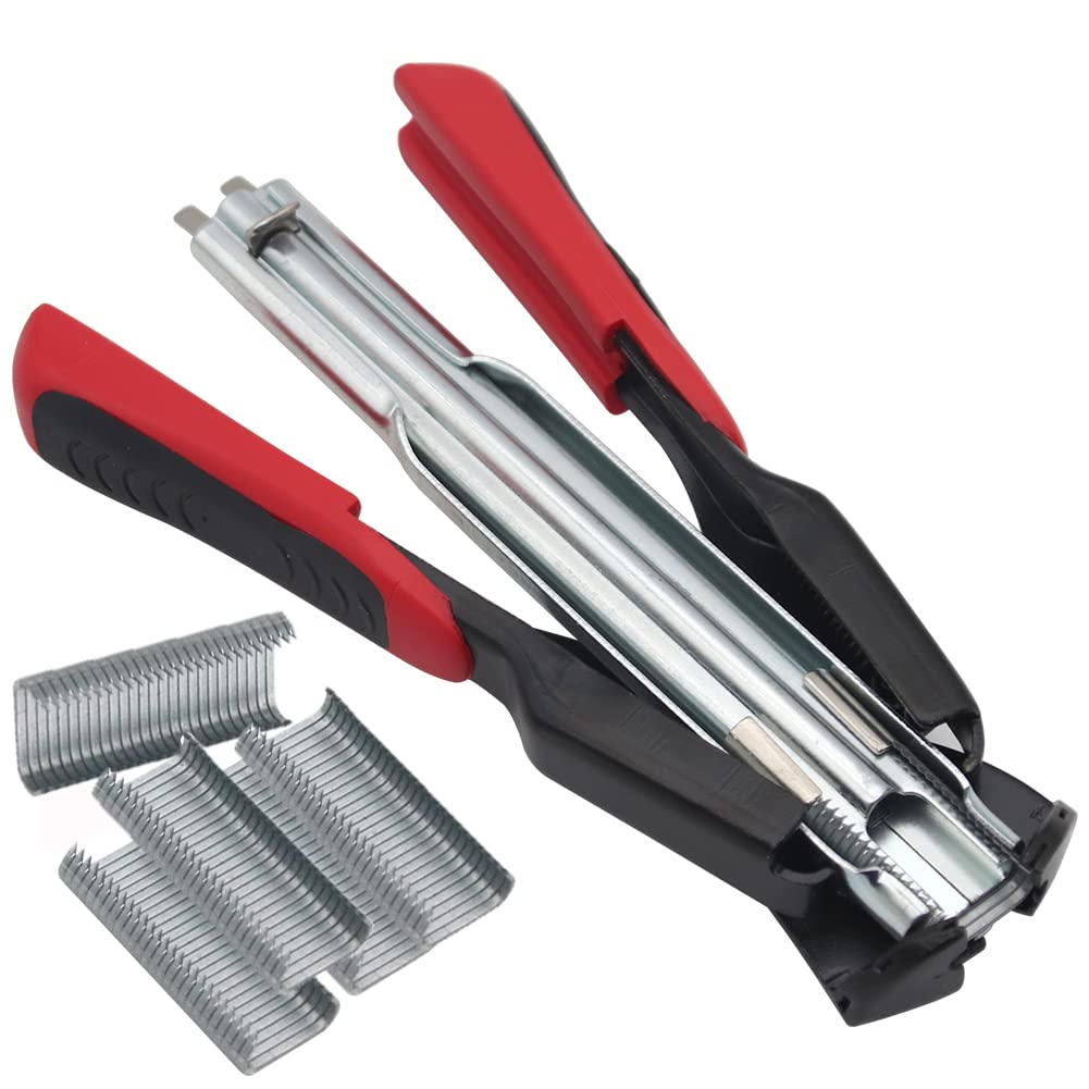 Hog Ring Pliers Cage Clamp Kit with 2500pcs C Type Nails Hog Rings Fence Clips Automatic Fencing Pliers Repair Installation Tools for Animals Cages Wire Fencing Fencing Car Mattresses