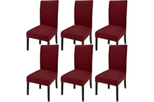 GoodtoU Chair Covers for Dining Room 6 Pack, Stretch Parson/Dining Chair Slipcover Removable Washable Chair Protector for Home/Restaurant/Banquet,Forros para Sillas de Comedor(Wine Red, Set of 6)