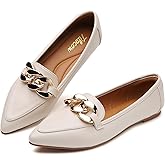 Tilocow Chain Flats Shoes, Loafers for Women Dressy Slip On Pointed Toe Flats, Work Shoes for Women