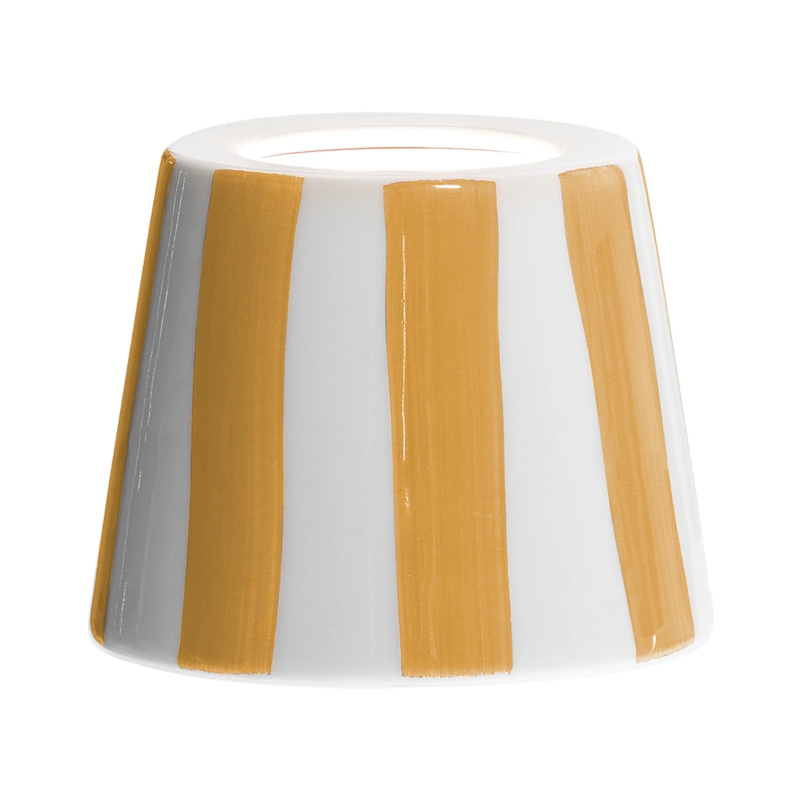 Zafferano, Poldina Cover, Hand Decorated Ceramic Cover for Table Lamp, Cover Compatible with Poldina Lamps, Made in Italy, Ø13 x 10 cm, Colour White - Yellow Stripes — image 1