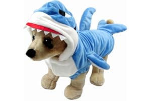 Mogoko Funny Dog Cat Shark Costumes, Pet Halloween Christmas Cosplay Dress, Adorable Blue Shark Pet Costume,Animal Fleece Hoodie Warm Outfits Clothes (L Size)