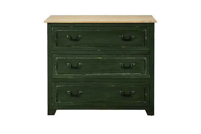 Aprodz Mango Wood Storage Cabinet Natal Chest of 3 Drawers Furniture for Living Room | Green Kelp