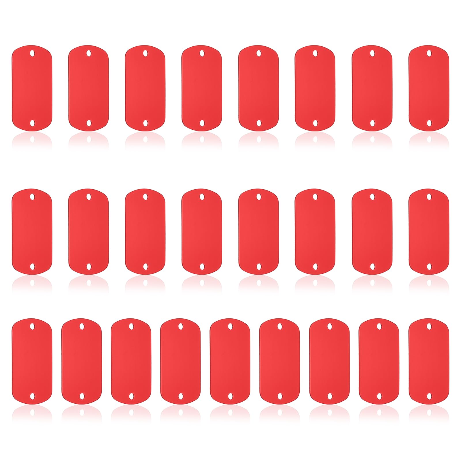 PATIKIL 25pcs Metal Stamping Blanks, Rectangle Stamping Tags Blanks Aluminum Plate DIY Name Tags 5x3cm Metal Engraving Blanks 2 Holes for Laser Engraving Stamping Craft Dog ID Tags, Red