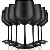 Zopeal 8 Set Stainless Steel Wine Glasses 18 oz Stainless Steel Stem Wine Goblets Unbreakable Metal Cups for Outdoor Camping Travel Picnic Christmas Party Wedding Anniversary Birthday Event (Black)