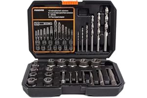 PANOVOS 26Pcs Nuts Screws Bolt Extractor Sockets Set, Remove Stripped, Frozen, Rounded-Off Bolts, ​Nuts & Screws, Extractor Drill Bit Tools Set with Solid Storage Case