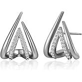 Hefanny Women's Gold Cross Stud Earrings Cubic Zirconia Huggie Earrings Trendy Dainty Heart Stud Earrings Hypoallergenic Jewelry Gift