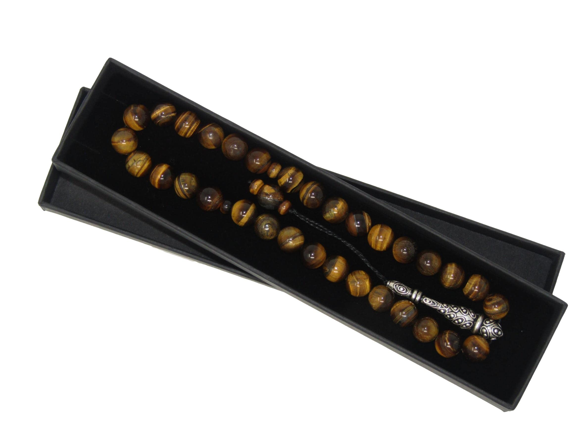 748 - Prayer Worry Beads Tasbih 10mm Tigers Eye Gemstone Beads and 925 Sterling Silver in Gift Box Handmade Design by Jeannieparnell