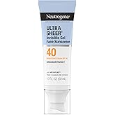 Neutrogena Ultra Sheer Invisible Gel Face Sunscreen SPF 40, Facial Sunscreen & Moisturizer, Vitamin E, Matte Finish, Makeup Primer, Travel Size, 80 Minutes Water-Resistant, 1.7 oz