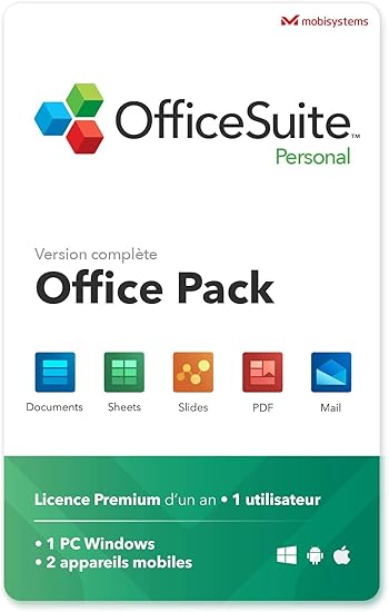Officesuite Personal Compatible Avec Microsoft Office Word Excel Powerpoint Et Avec Adobe Pdf Pour Pc Windows 10 8 1 8 7 1 Pc 2 Appareils Mobile 1 Utilisateur 1 An D Abonnement Amazon Fr Logiciels