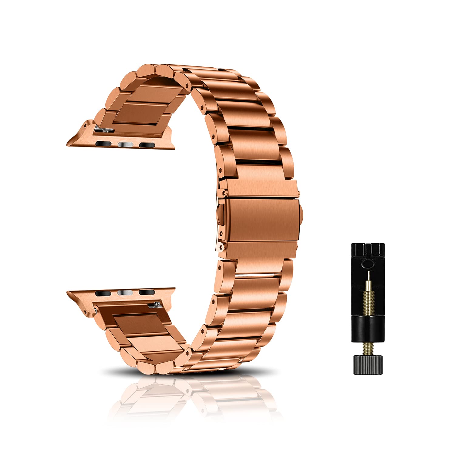 CeiBand Watch Strap Compatible with Apple 49 mm/46 mm/45 mm/44 mm/42 mm, Metal Adjustable Band, Watch Bracelet for iWatch Series Ultra3/Ultra2/SE2/SE/11 10 9 8 7 6-1 SE3 - Rose Gold
