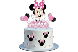 EBWHOLE Birthday Cake Toppers, Cute Mouse Cake Decorations, Cartoon Themed Cupcake Topper, Birthday Party Supplies (Pink)