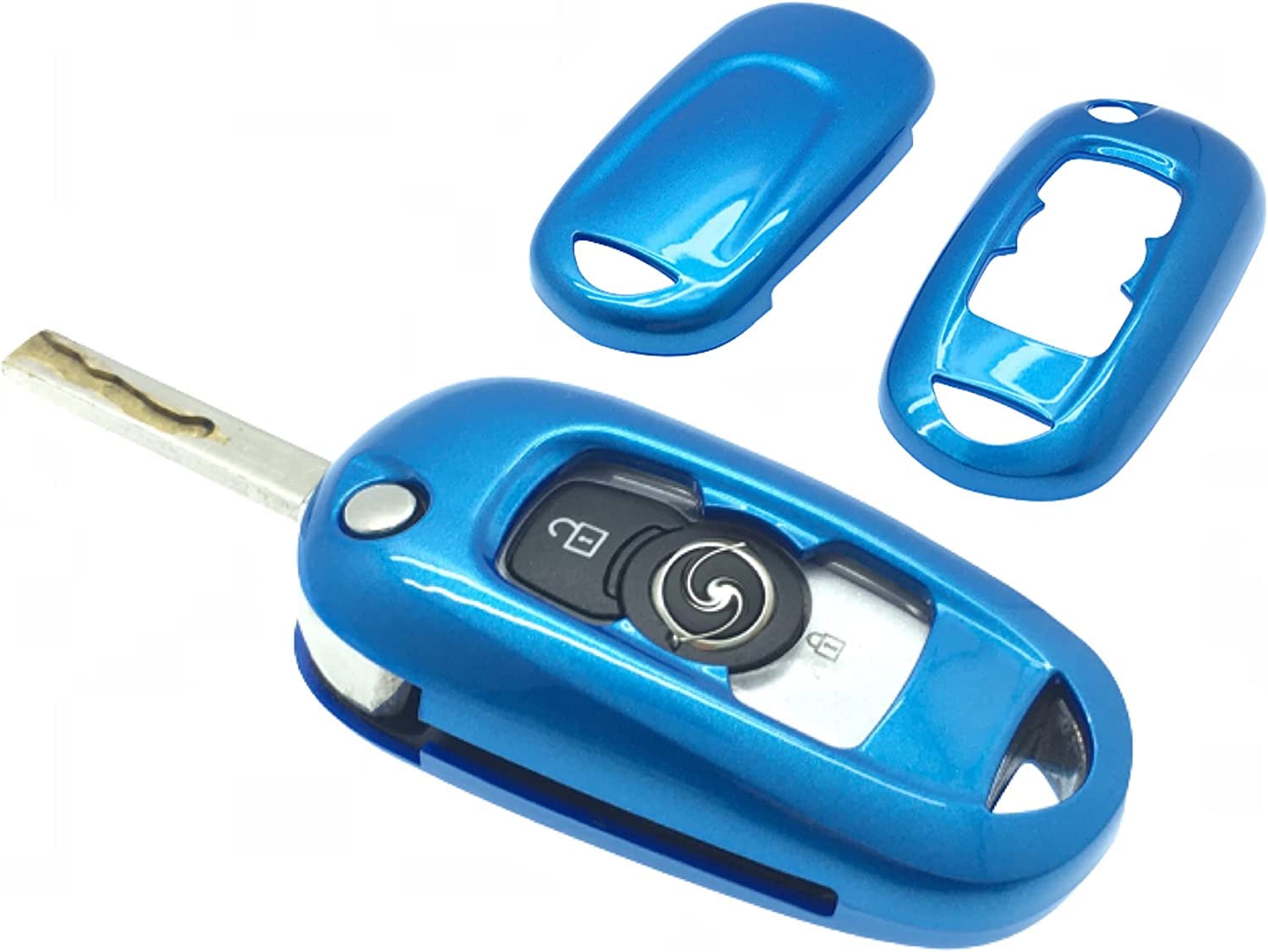 ABS HARD PLASTIC METALLIC BLUE PROTECTIVE SHELL CASE KEY FOB PROTECTOR CASE COVE COMPATIBLE OPEL VAUXHALL MARK 7 ASTRA 2016-20