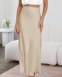 Outoshe Women's Satin High Waisted Maxi Skirts