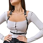 MICKAIER Punk Belt Black Pu Leather Harness Belt for Women Goth Body Adjustable Waist Belts
