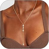 NOVYRA Long Gold Necklace for Women Dainty Gold Y-Shaped Pendant Long Necklace Trendy Layered Cz Lariat Necklaces Simple Jewelry For Women