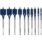 BOSCH DSB5010 Daredevil 10-Piece Standard Spade Bit Set w/Full Cone Threading and Spurred Tip, Blue