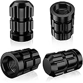 QUARKACE Tire Valve Stem Caps 4 Pack - Rustprood & Fade Resistant Metal Tire caps, Universal Fit for Cars/Trucks/Motorcycles/Bikes (Black)