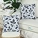 CaliTime Pack of 2 Soft Throw Pillow Covers Cases for Couch Sofa Home Decoration Cute Growing Leaves 18 X 18 Inches Navy Blue