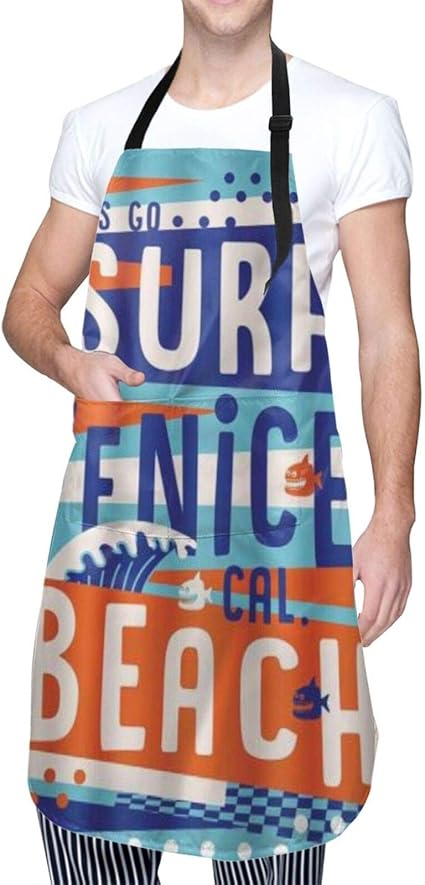 COFEIYISI Delantal de Cocina Letras de surf Venice Beach Delantal Chefs