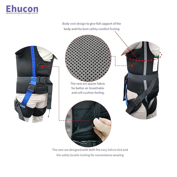 EHUCON PATIENT LIFT WALKING SLING, PELVIC PADDED 500LBS SAFETY LOADING WEIGHT,MEDICAL HOIST STANDING AIDS FOR AMBULATING SUPPORT TRAINING (EXTRA LARGE)