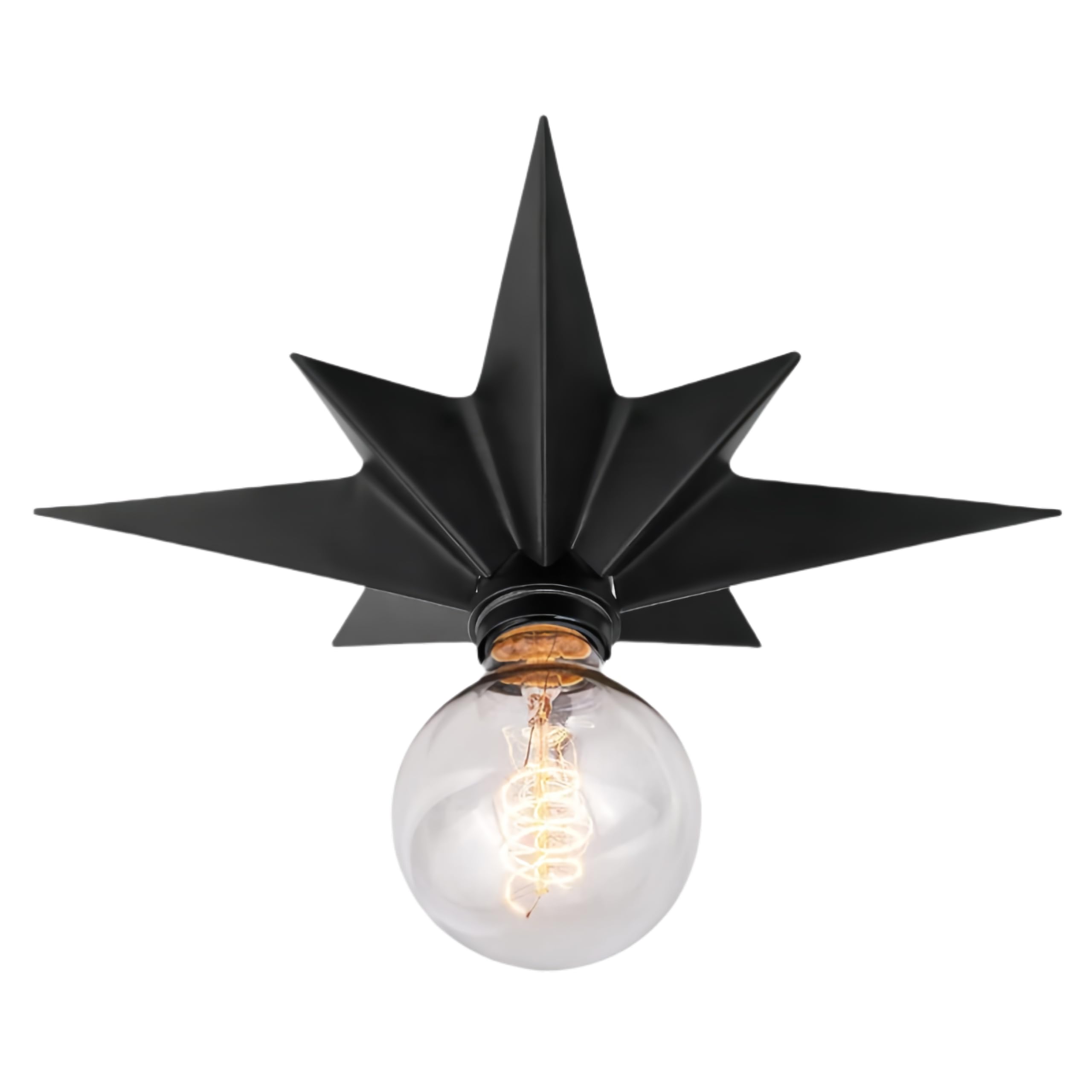 Ceiling Lights Vintage,Star Industrial Retro Flush Mount Light Fixtures,Hallway Lights Ceiling for Entryway Study Room Bedroom Hallway (Black)