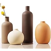 Joeabor Ceramic Vase Set of 4 - Handcrafted Ceramic Vases for Home Decor & Shelf - Modern Farmhouse Decor for Kitchen, Office, Bedroom & Living Room Decorative Objects for Mantel, Table Centerpieces