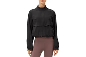 Locachy Women's Lightweight Zip Up Athletic Jacket Stand Collar Windproof Sun Protection Workout Outdoor Jacket