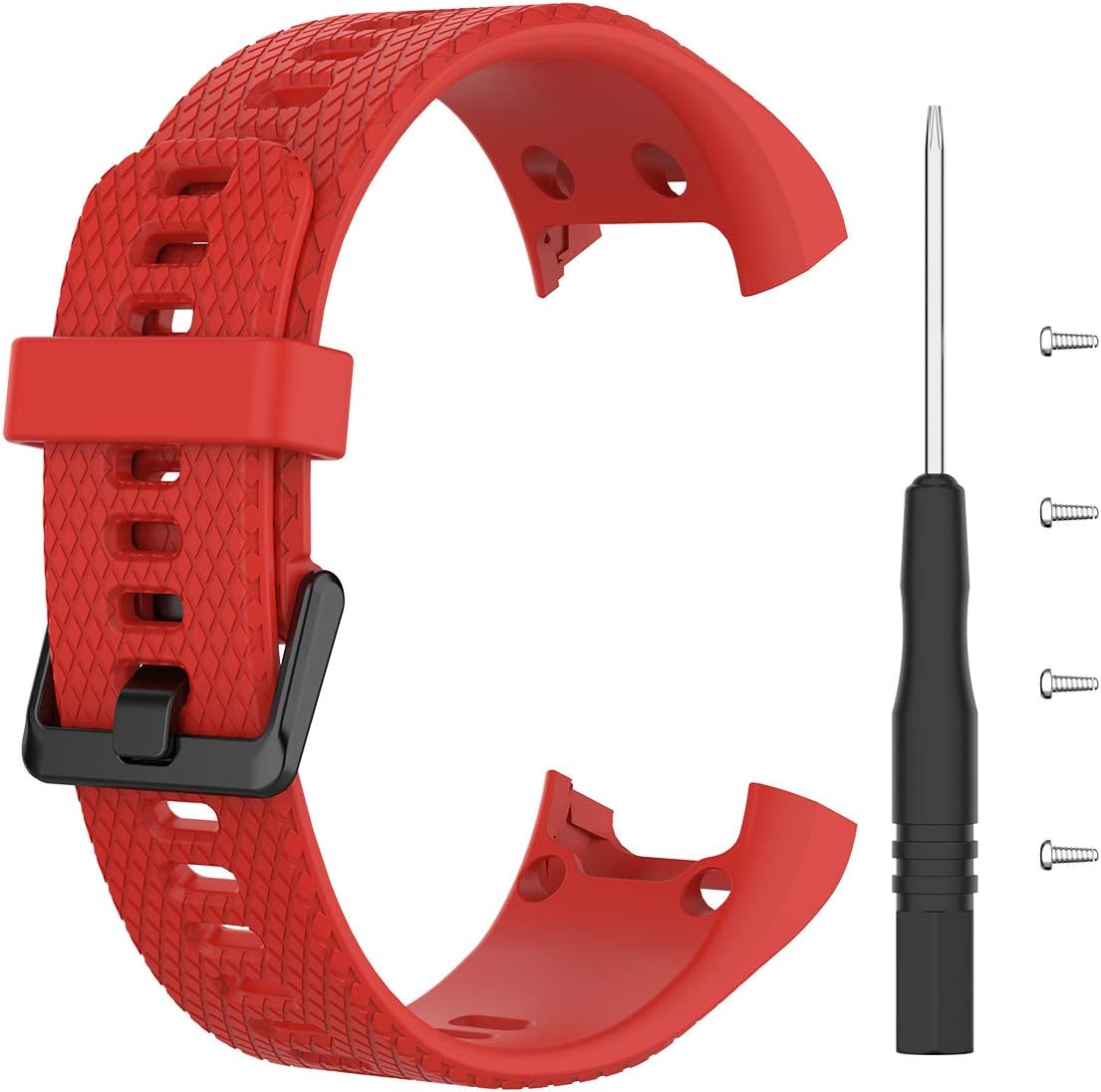 Huwokxix Watch Strap compatible with Garmin vivosmart HR,Adjustable Silicone Sports Strap Replacement Band (Black+Red) - Image 5