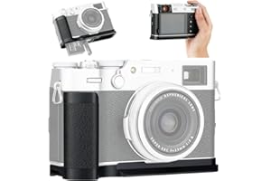 JJC Dedicated Metal Hand Grip L Bracket Anti-Slid Holder for Fujifilm Fuji X100V X100F Camera, Arca Swiss Type Quick Release 