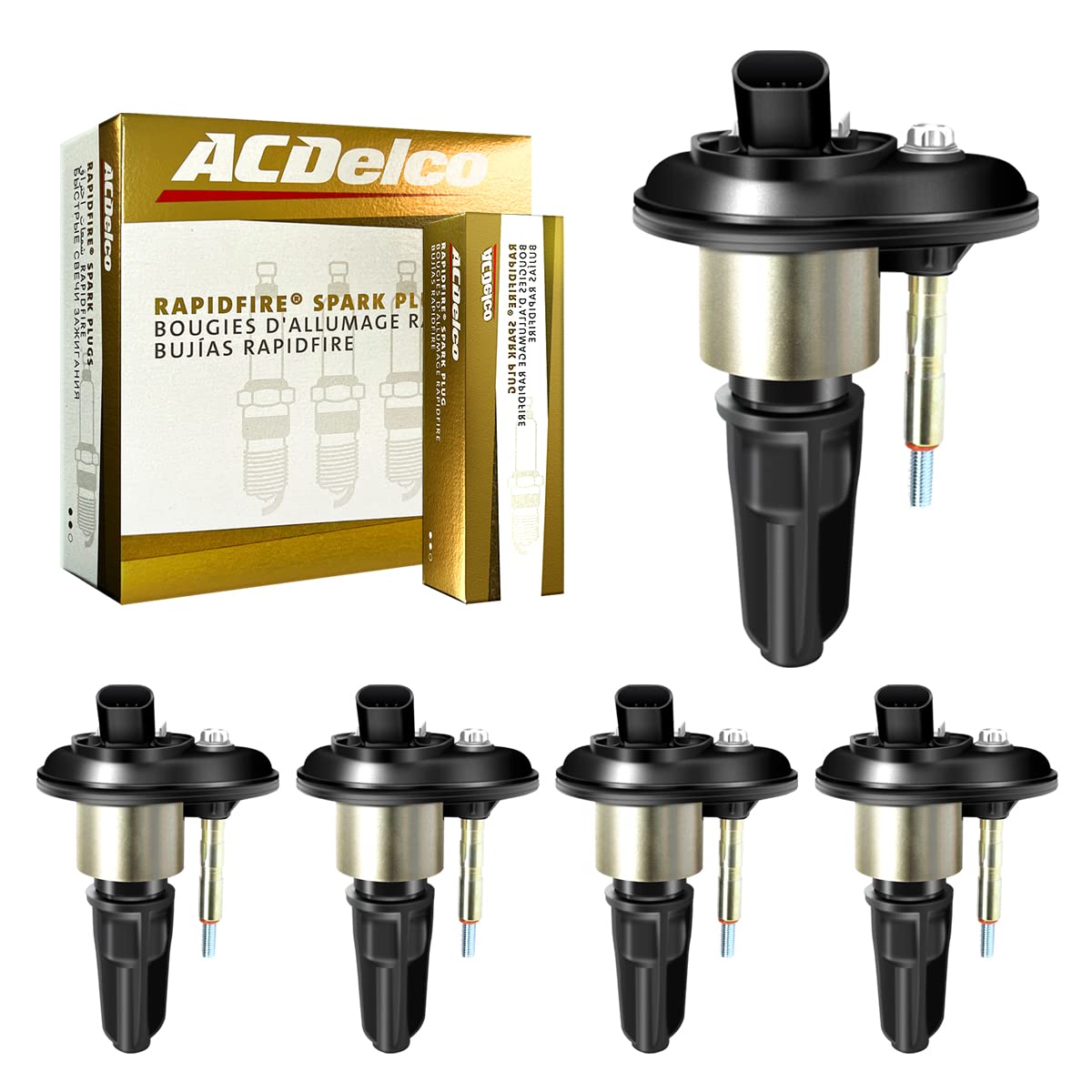 Photo 1 of MAS Set of 5 Ignition Coils Pack & Acdelco Platinum Spark plugs Compatible with Chevrolet GMC Isuzu Hummer Colorado H3 i-250 i-370 2.8L 3.5L Replacement for UF303 5C1392 12568062