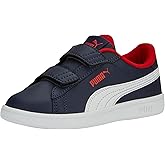 Puma Kids' Smash 3.0 Leather Hook and Loop Puma Navy-Puma White-for All Time Red Little Kid 12