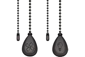 MARRTEUM Ceiling Fan Pull Chain Extender, 2Pcs 12 Inches Fan Chain Pendant Ornament Set with Connector for Ceiling Fan Light Lamp Decoration (Black)