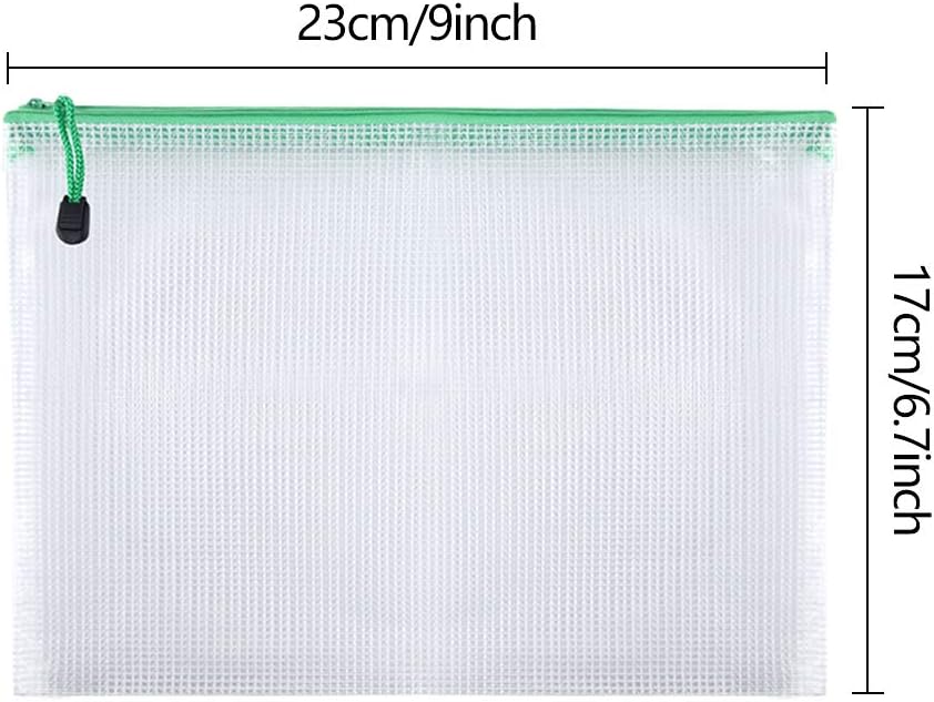 TUPARKA 21 Pcs A5 Zipper Wallet Bags Plastic Mesh Document Wallets for Cosmetics Office Supplies Accessories Mixed Colors - Image 3