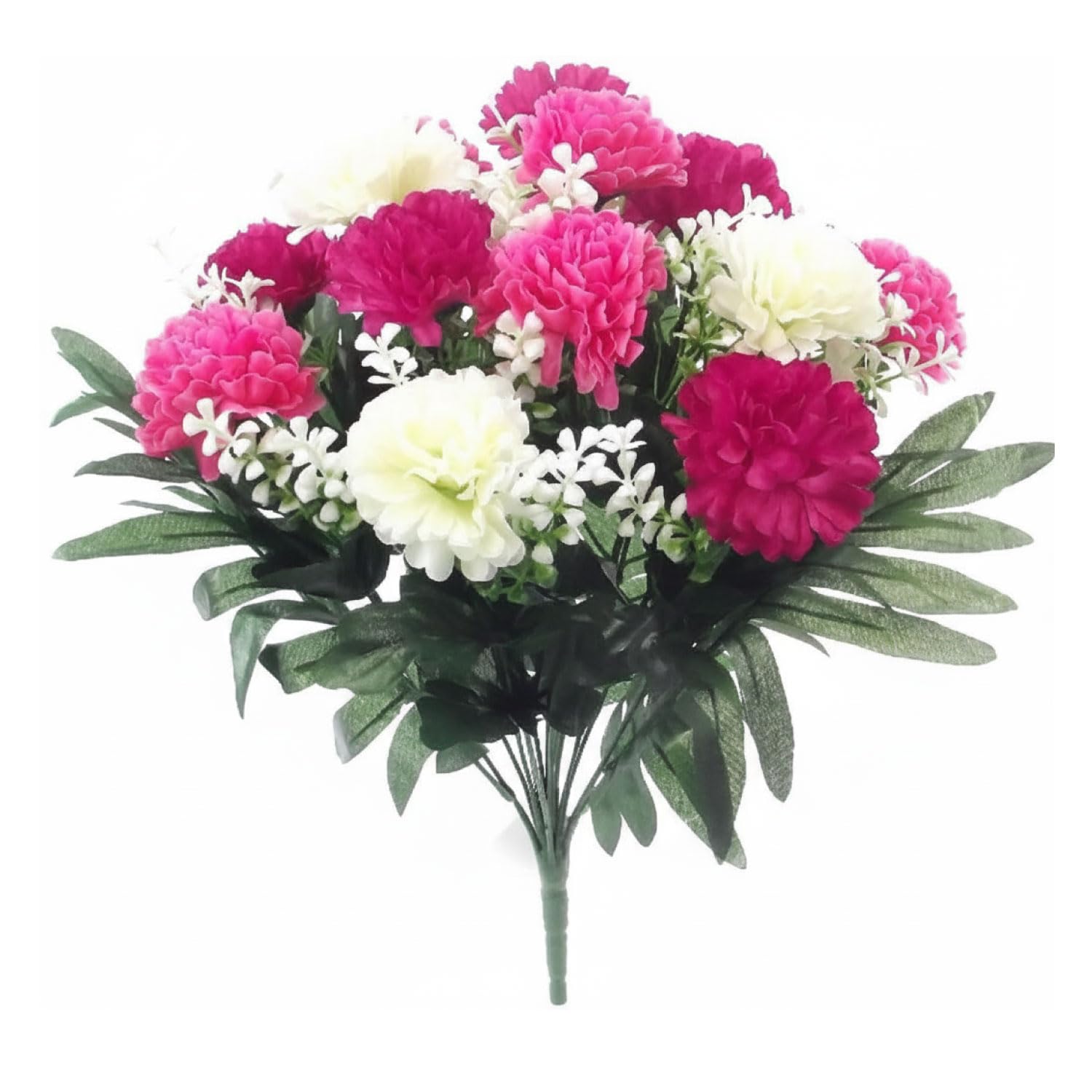A1-Homes 36cm Artificial Silk Spiky Chrysanthemum/Mum Bush - 14 Flower Heads (1, Pink & Cream)