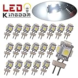 LEDKINGDOMUS 20 X G4 5 SMD 5050 LED Pure White RV Marine Boat Camper Light Bulb Lamp DC 12V