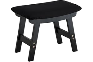 FURSHUS Foot Stool Ottoman Foot Rest Under Desk,Small Stool for Living Room, Bedroom and Kitchen (Black Legs - Black Stool Surface)