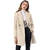 Allegra K Women's Notched Lapel Double Breasted Raglan Winter Coats