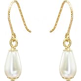 Classy Gold Filled Pearl Drop Earrings, Pearl Earrings for Women, Simple Gold Earrings Dangly, Gift for Daughter Wife Mother Bridesmaid Jewelery, Wedding Jewelry