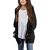Girls Long Sleeve Cardigan Sweaters Open Front Cable Knit Chunky Cardigans Kids Oversized Cute Outerwear Coat