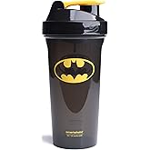 Smartshake Lite Justice League Protein Shaker Bottle 800ml – DC Comics Water Bottle, Leakproof BPA Free Gym Shaker Bottle for Protein Shakes And Protein Powder - Batman Logo