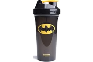 Smartshake Lite Justice League Protein Shaker Bottle 800ml – DC Comics Water Bottle, Leakproof BPA Free Gym Shaker Bottle for Protein Shakes And Protein Powder - Batman Logo