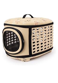 emily pets Sri Foldable Pet Carrier Bag for Cat and Puppy (Beige, Small)