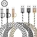 Miger (3Pack) 6.5Feet 2-in-1 Duo Cable, Micro B to Type A Data & Charging USB Cable with Type C Adapter for Devices with Type C USB or Micro USB Port (Gold+Gray+Silver)