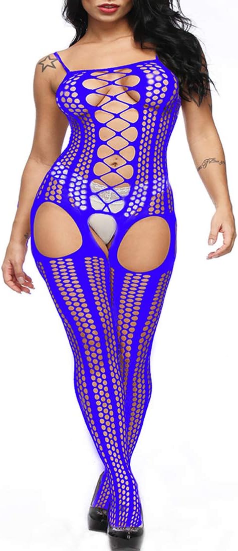 BECHARNY 1 or 2 or 3pcs/lot Women Fishnet Bodystocking Plus Size Striped Mesh Babydoll Mini Dress Chemise