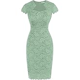 GRACE KARIN Cocktail Dress for Women Cap Sleeve Lace Dress for Wedding Guest Business Casual Dresses