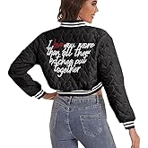 Women's Baseball Varsity Jacket Cropped Bomber Quilted Jackets Vintage Casual Lightweight Crop Top Coat