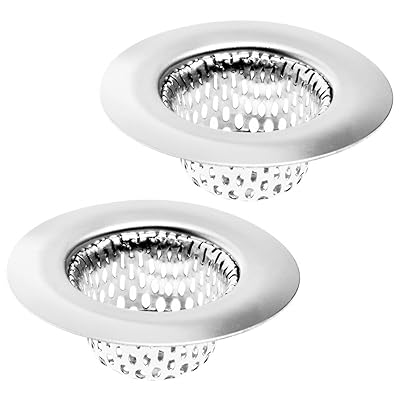 2 Pack - 2.125&quot; Top / 1&quot; Basket- Sink Strainer Bathroom Sink, Utility, Slop, Laundry, RV and Lavatory Sink Drain Strainer Hair Catcher. 1/16&quot; Holes. Stainless Steel