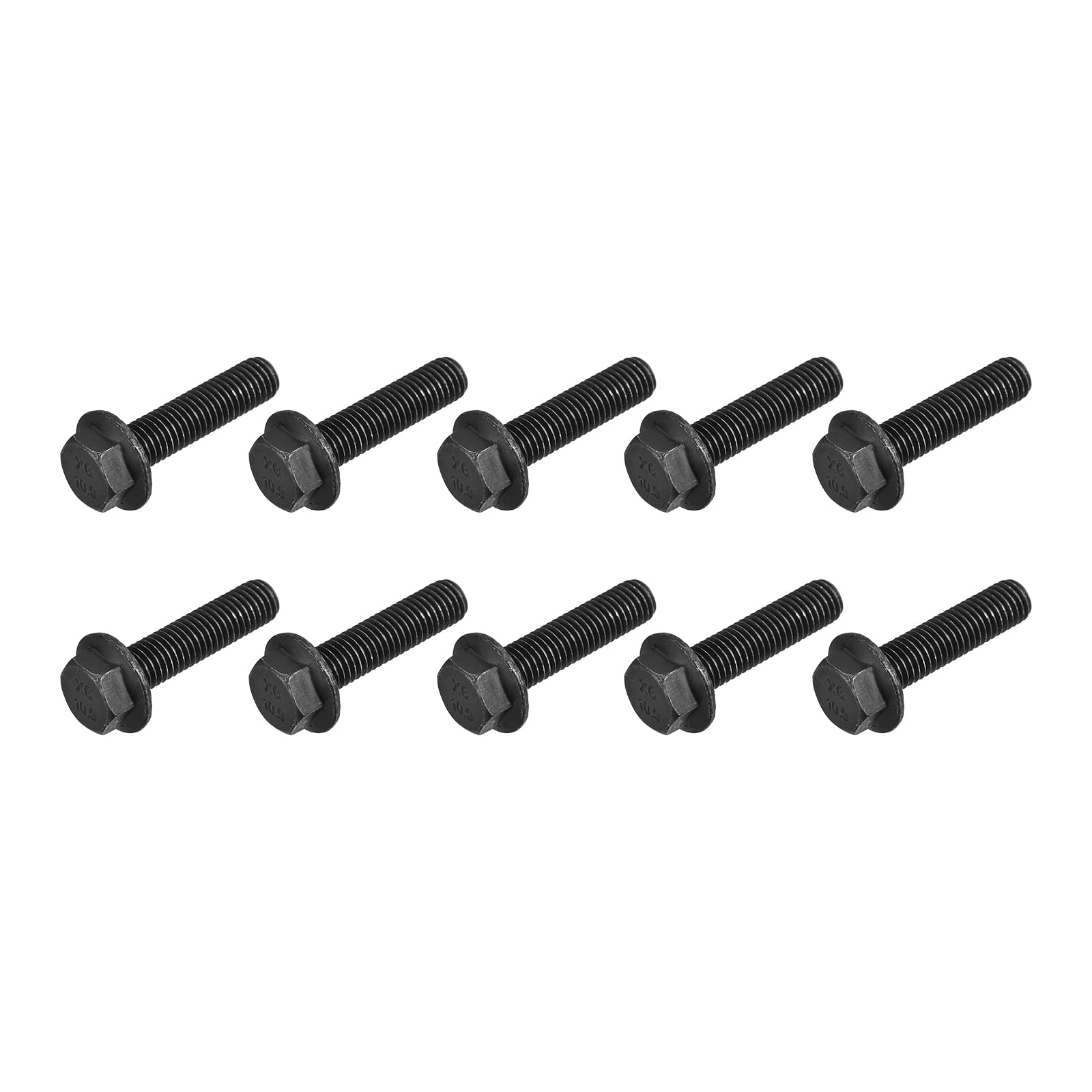 METALLIXITY Flanged Hex Head Bolts (M10x40mm) 10pcs, Hexagon Serrated Flange Bolt Fully Thread Screw - for House Construction Hardware Fasteners โ image 1